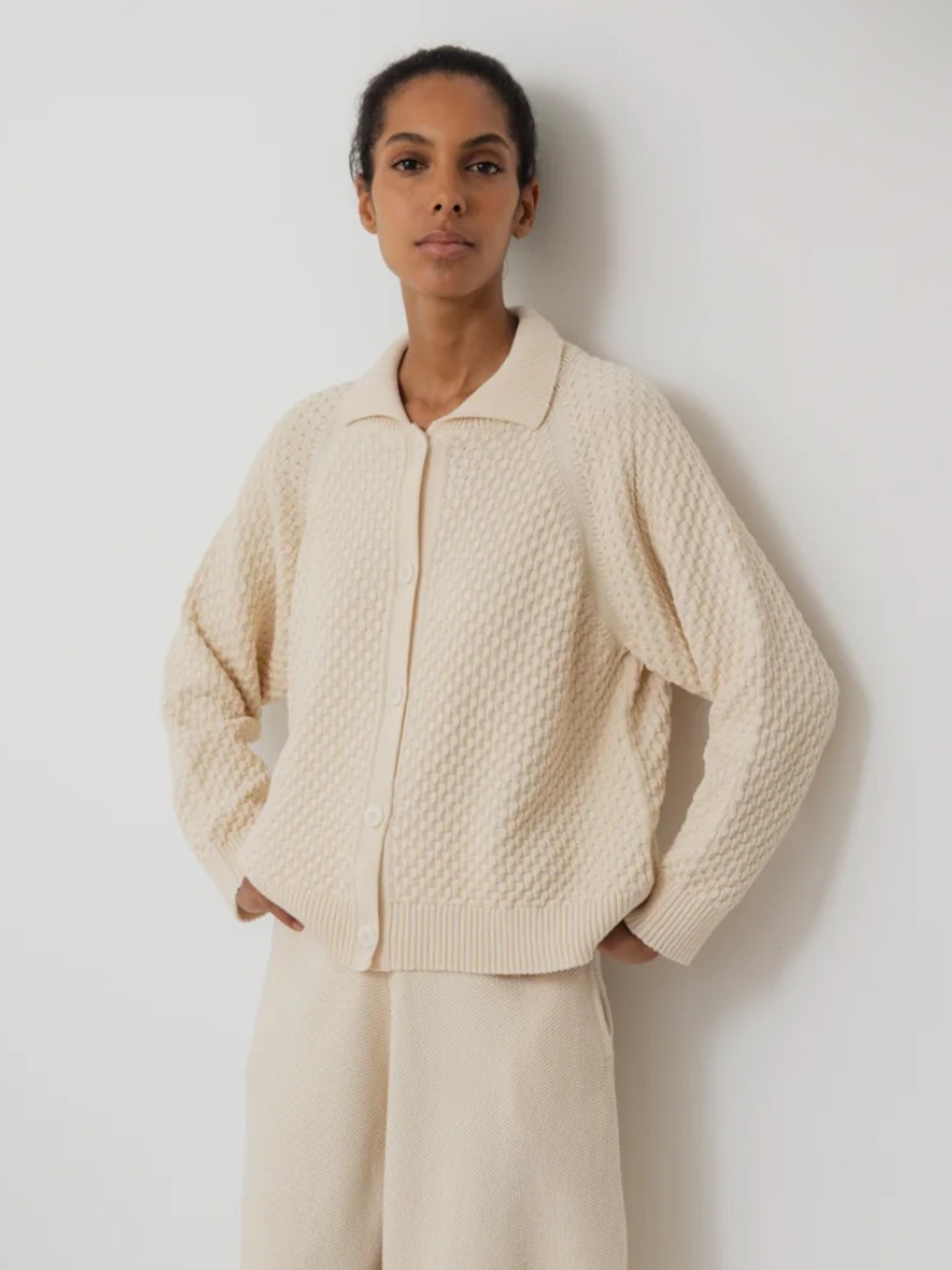 Wol Hide Textured Cardigan : Natural